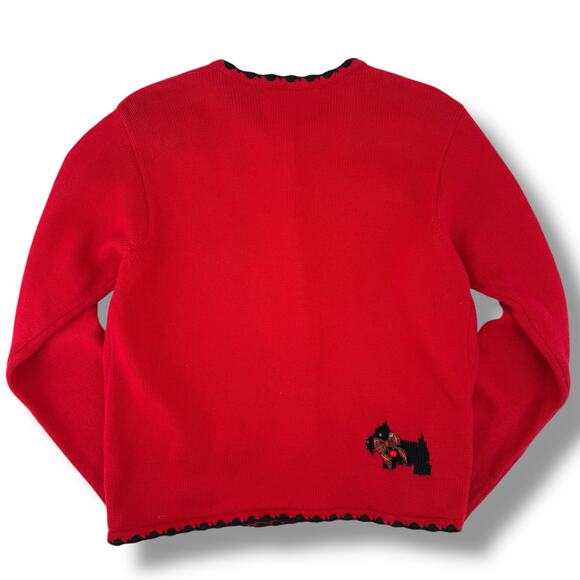 Vtg Marisa Christina Christmas Sweater 2001 Scottie Dog Red Knit Cardigan Size S - Picture 6 of 8